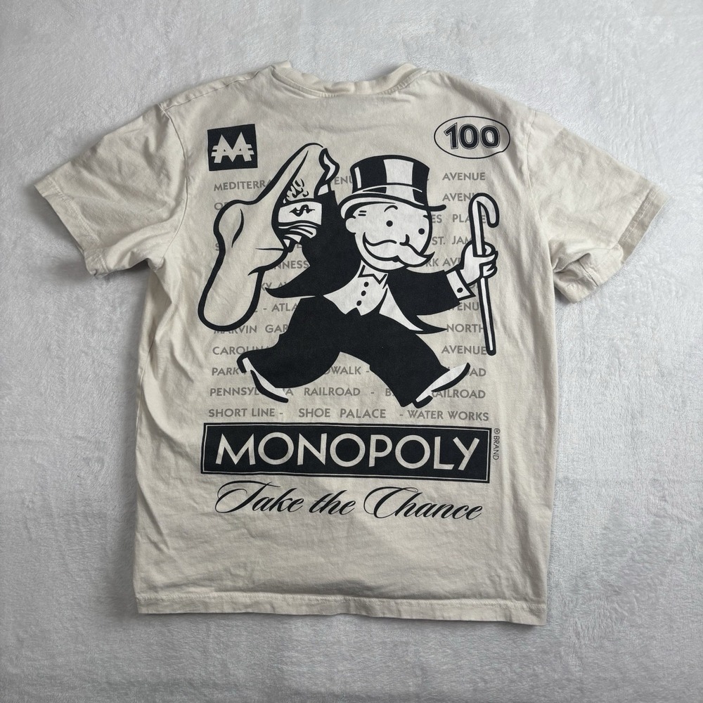 Monopoly Shoe Palace Take‎ The Chance Beige SS Graphic Shirt Men's Medium